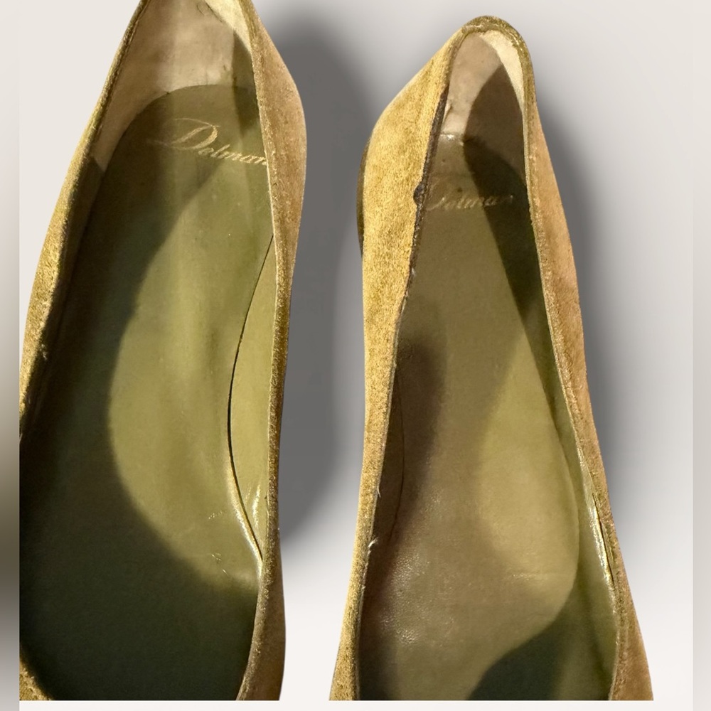 Delman Vintage Women’s Olive Green Suede Kitten Heels - Picture 5 of 10